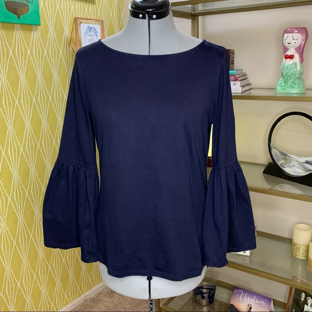 Banana Republic Navy Bell-Sleeve Top
